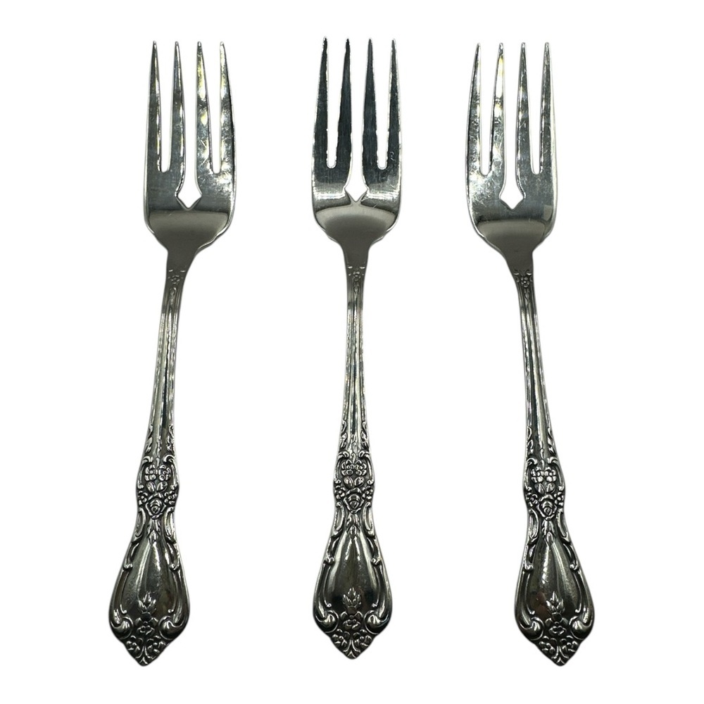 Oneida Kennett Square Fish Forks Set Of Three Stainless Floral Flatware
